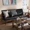 Baxton Studio Venza Walnut Wood Black Faux Leather 3-Seater Sofa 140-7554 - alternate 2